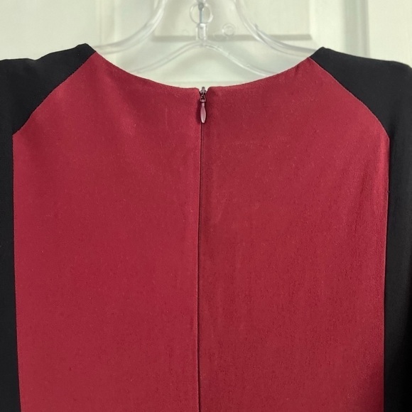 SANDRO Paris Burgundy Black Colour Block Long Sleeve Shift Dress Size 1 - Picture 7 of 15